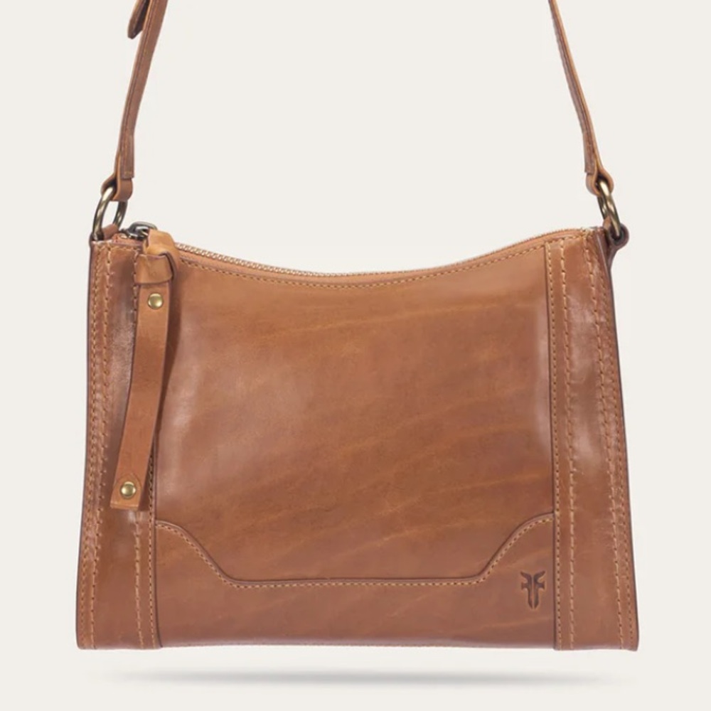 FRYE Melissa Tan Leather Crossbody Shoulder Bag Zip Bag Women’s
